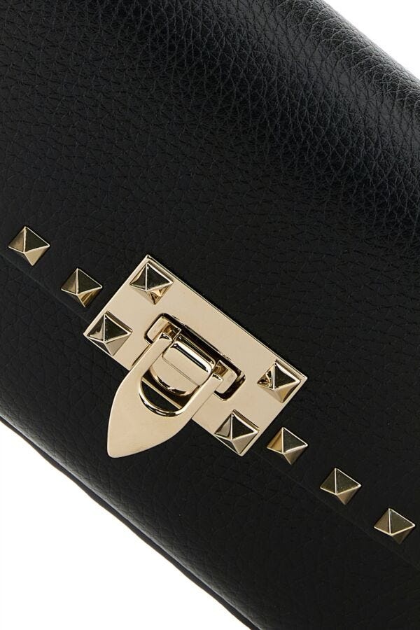 Black leather Rockstud crossbody bag - 4