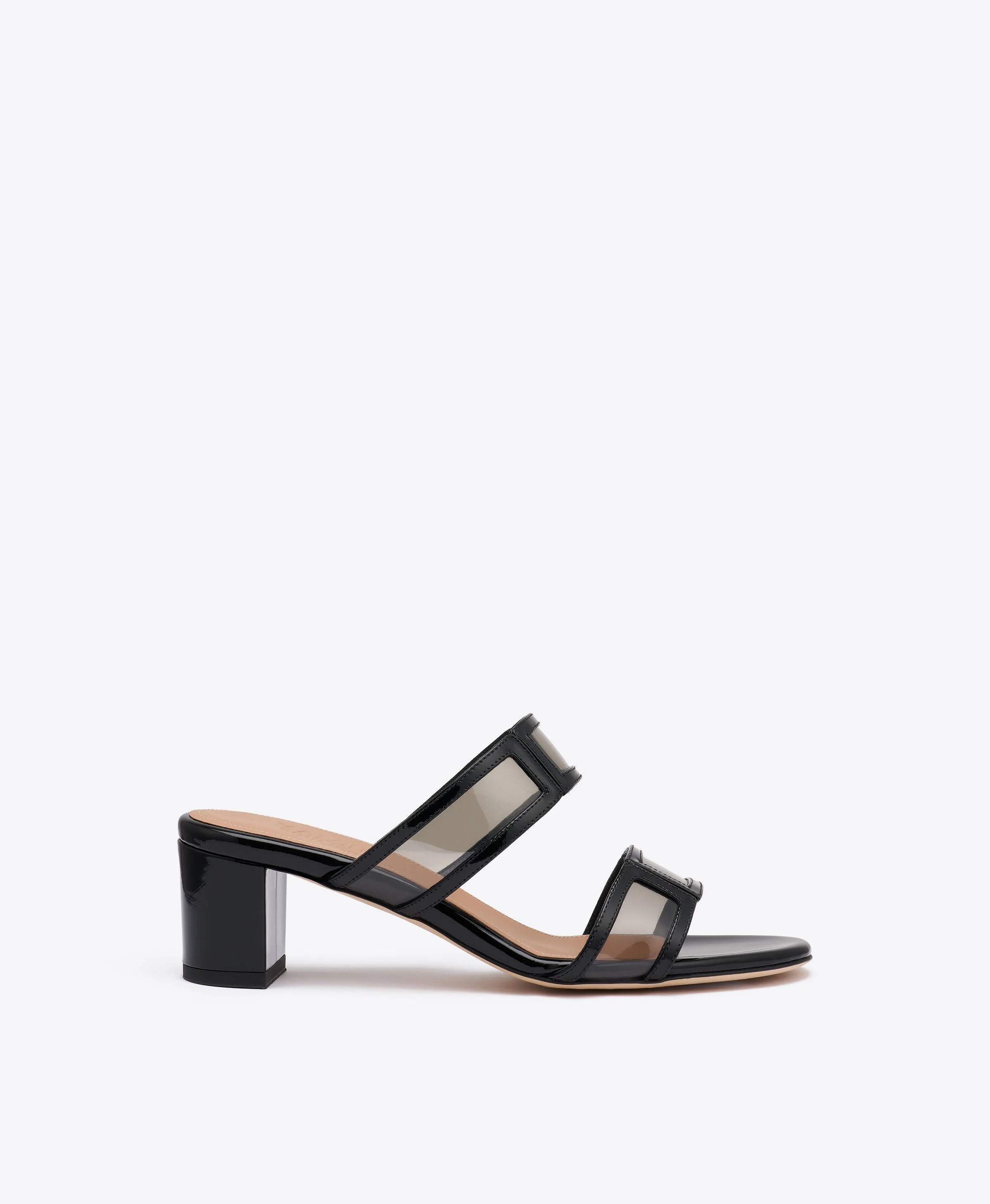 Loulou 45 Black PVC Block Heel Sandals - 1