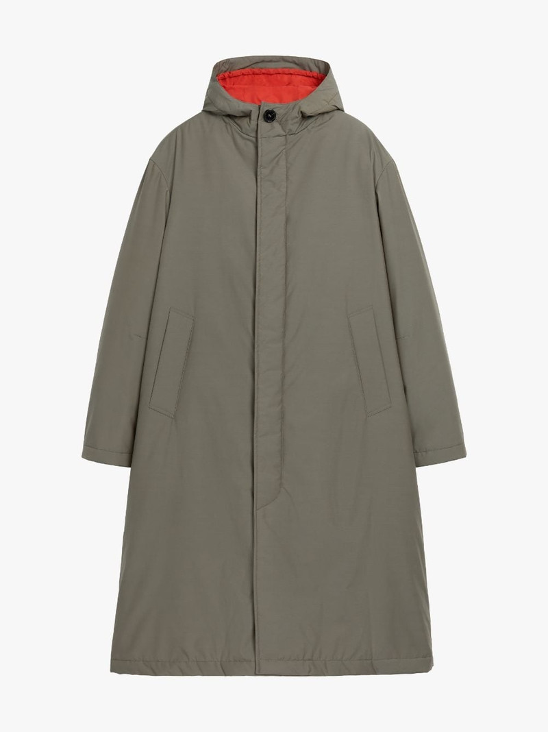 FIRENZE DARK OLIVE RAIN SYSTEM WOOL BLEND HOODED THINDOWN PARKA | GMF-301 1