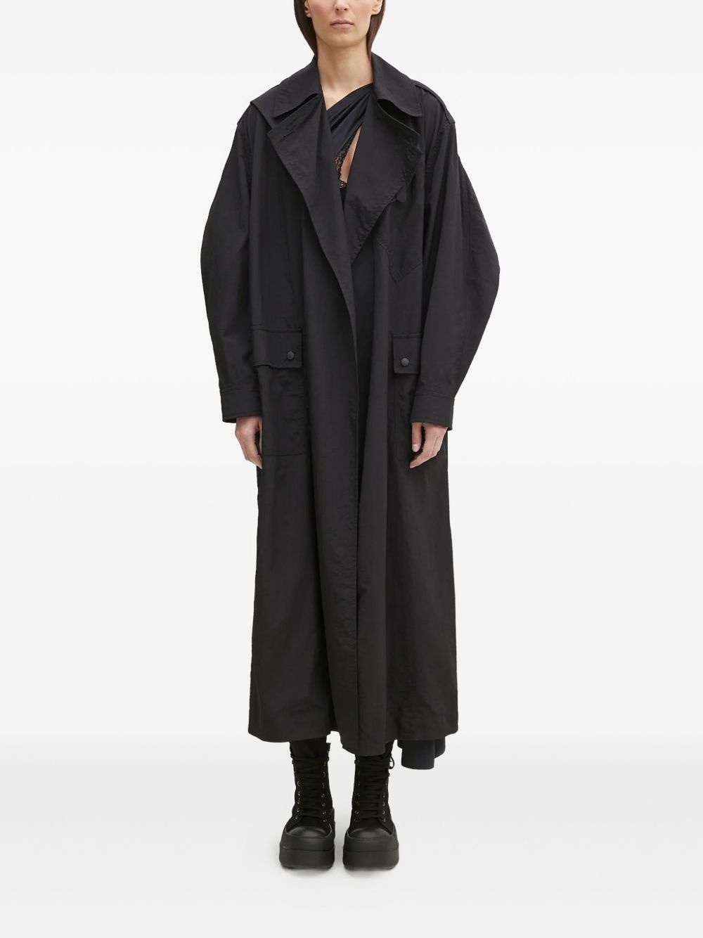 balloon-sleeve trench coat - 2
