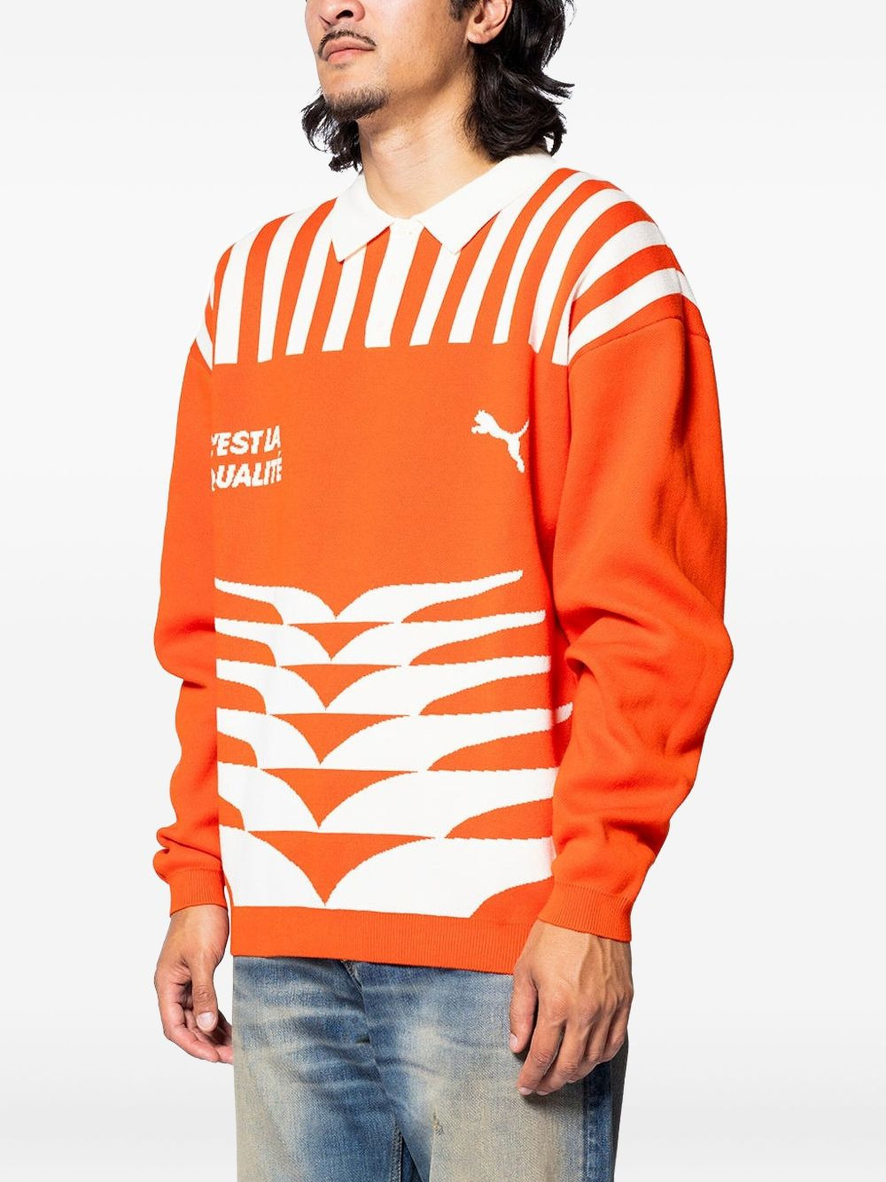 polo-neck graphic-print sweater - 3