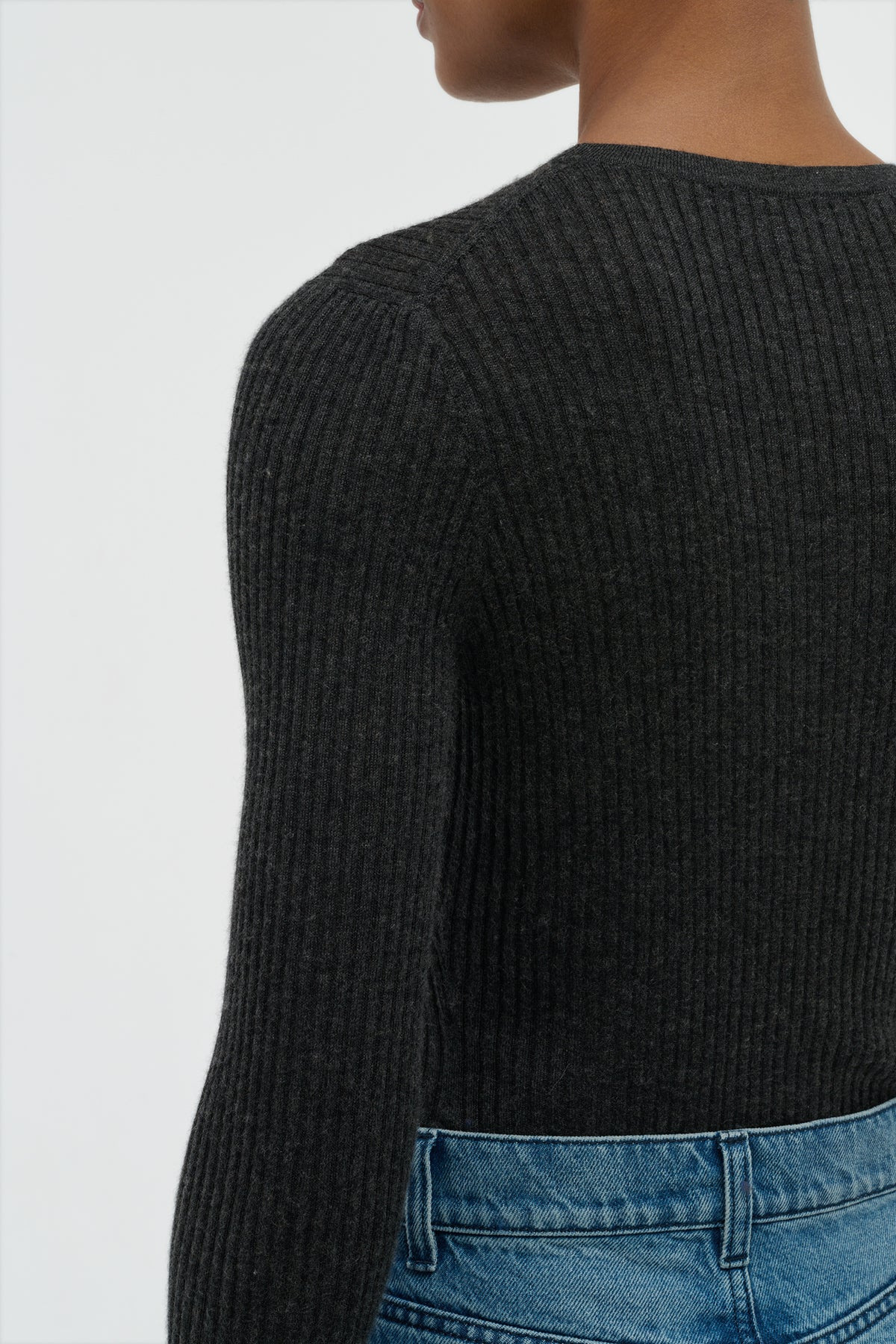 Browning Knit Sweater in Charcoal Cashmere Silk - 5