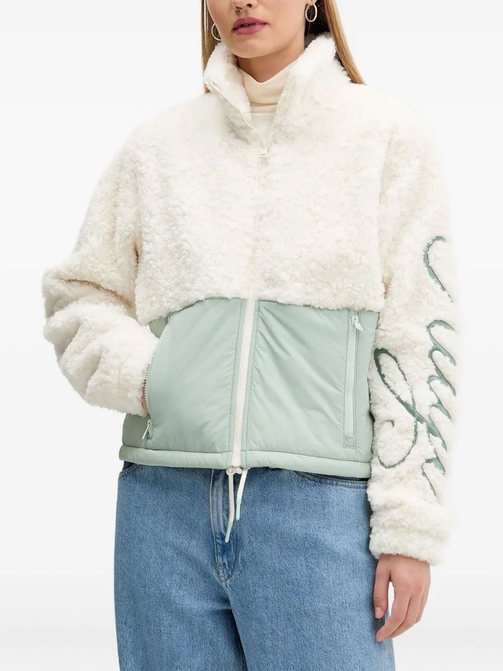 color-block teddy jacket - 1