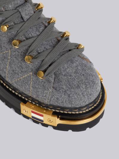 Thom Browne Medium Grey Lightweight Engineered Boiled Wool Waterproof Hiking Boot outlook