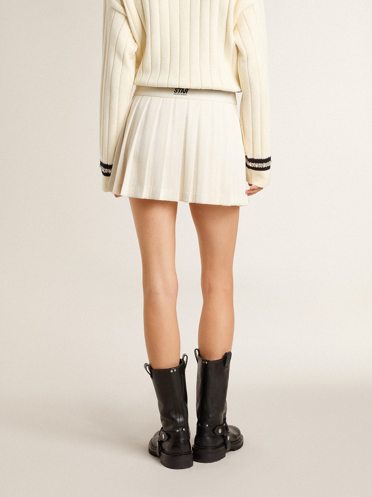White pleated Star miniskirt - 4