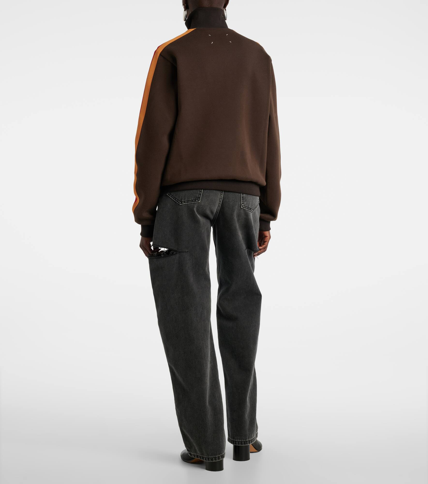Cotton-blend jersey half-zip sweater - 3