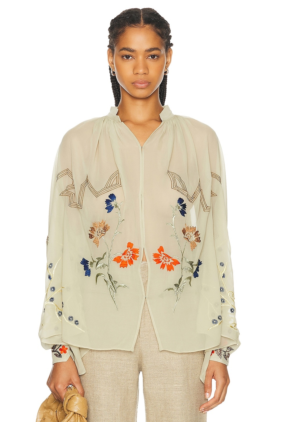 Embroidered Flower Study Shirt - 1