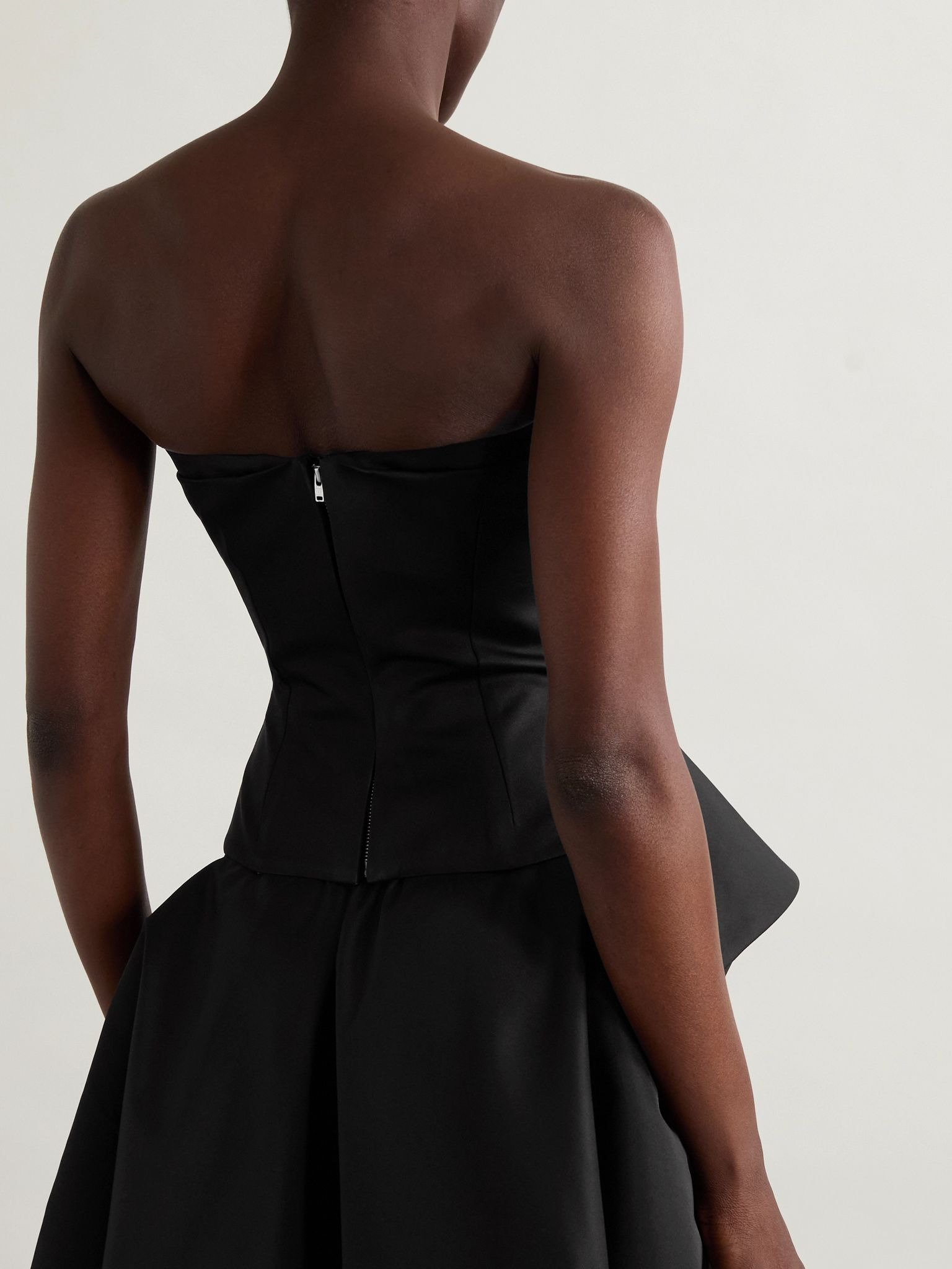 Strapless layered satin bustier top Black - 3