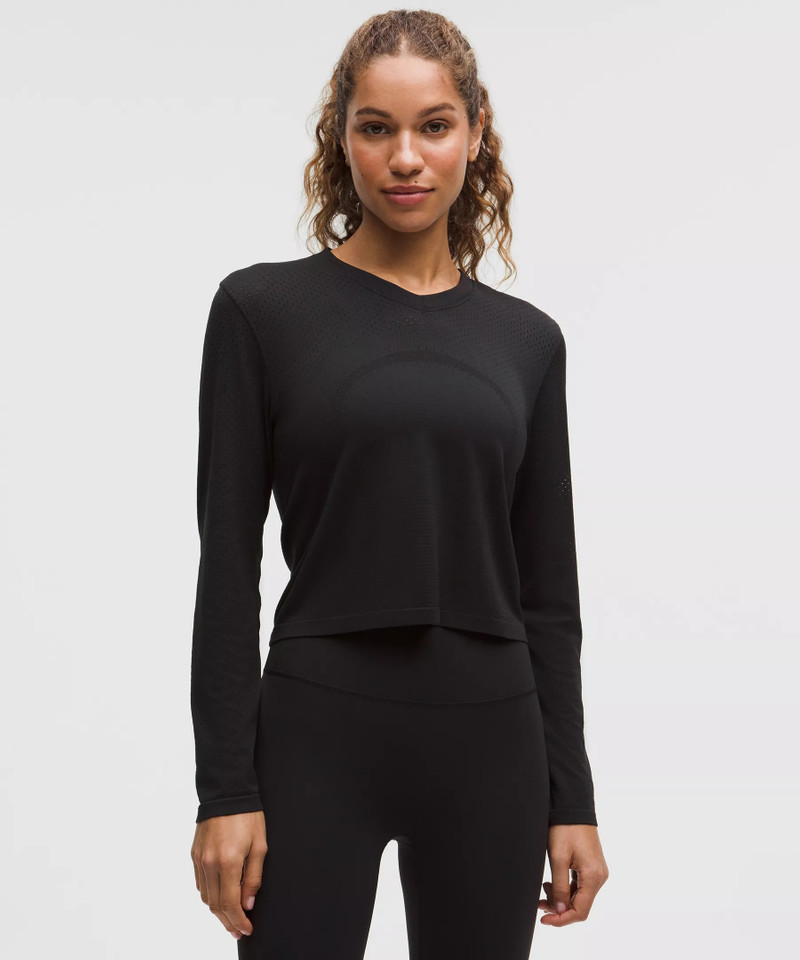 Swiftly Open-Hole V-Neck Long-Sleeve Shirt 1