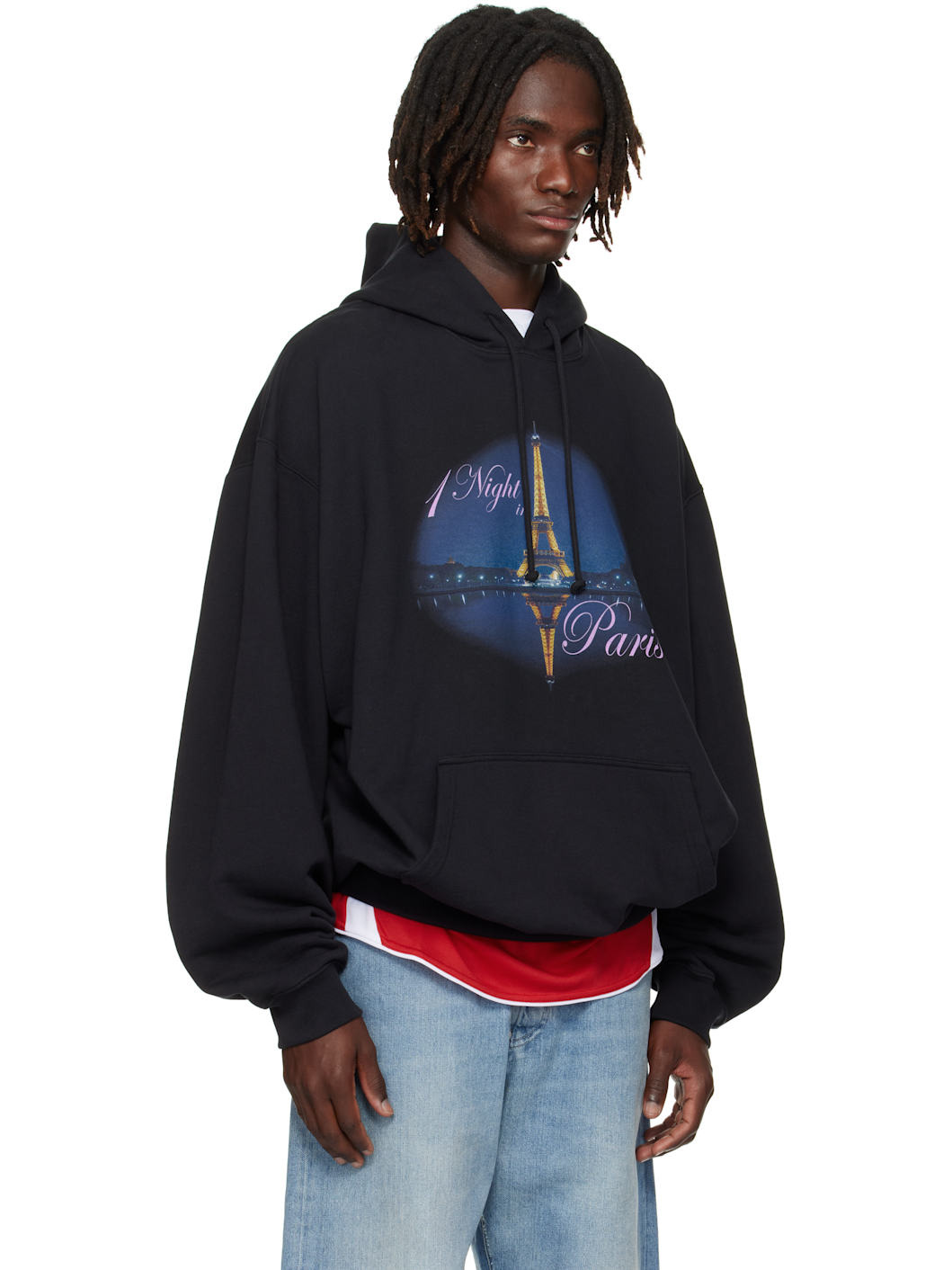 Black 'Night In Paris' Oversized Hoodie - 2