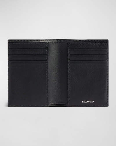 BALENCIAGA Men's Leather Embossed Monogram Vertical Bifold Wallet outlook