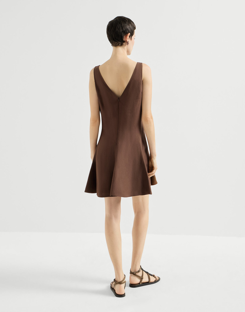 Viscose and linen fluid twill mini dress 3
