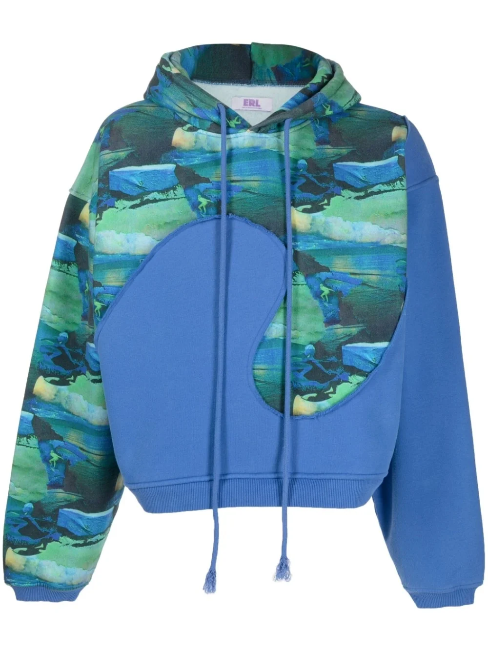 abstract-print long-sleeved hoodie - 1
