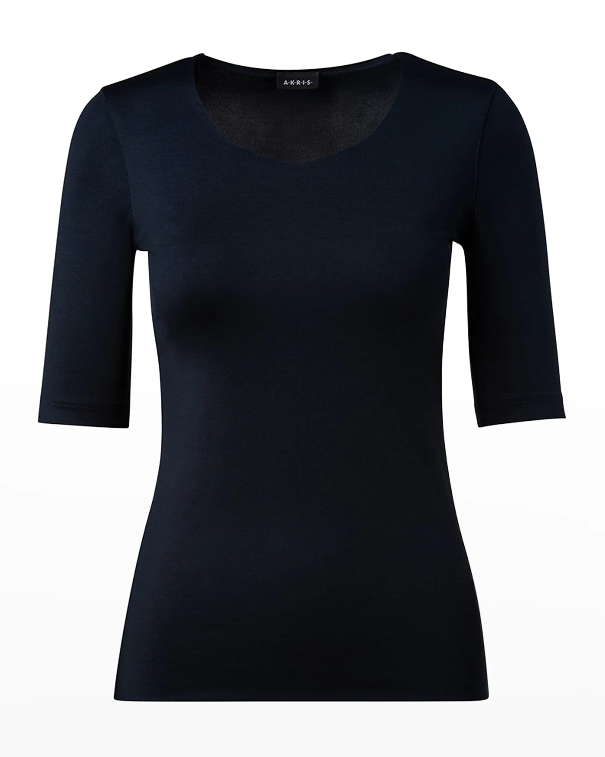 Scoop-Neck Silk Jersey T-Shirt - 1