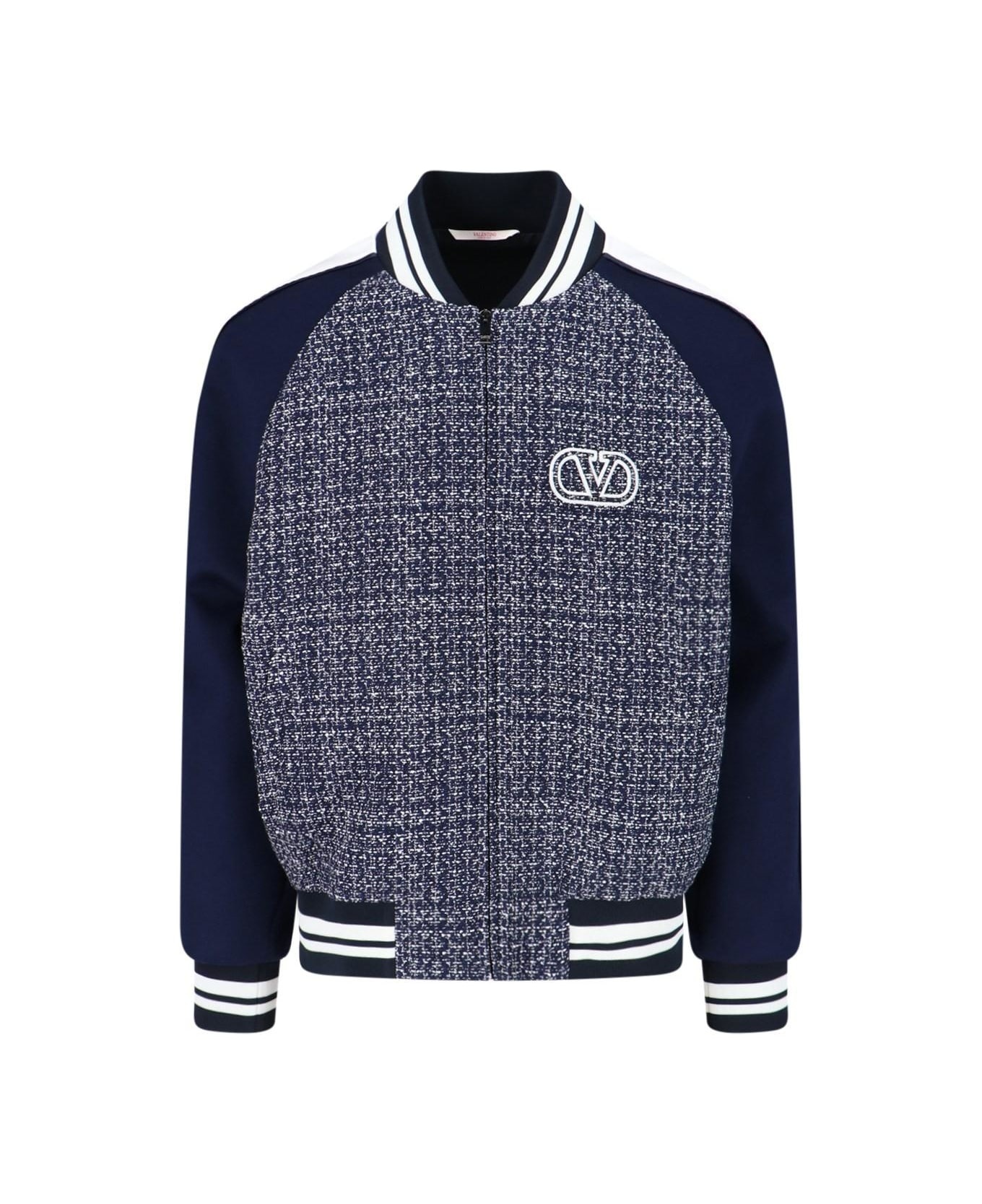 'vlogo Signature' Tweed Bomber Jacket - 1