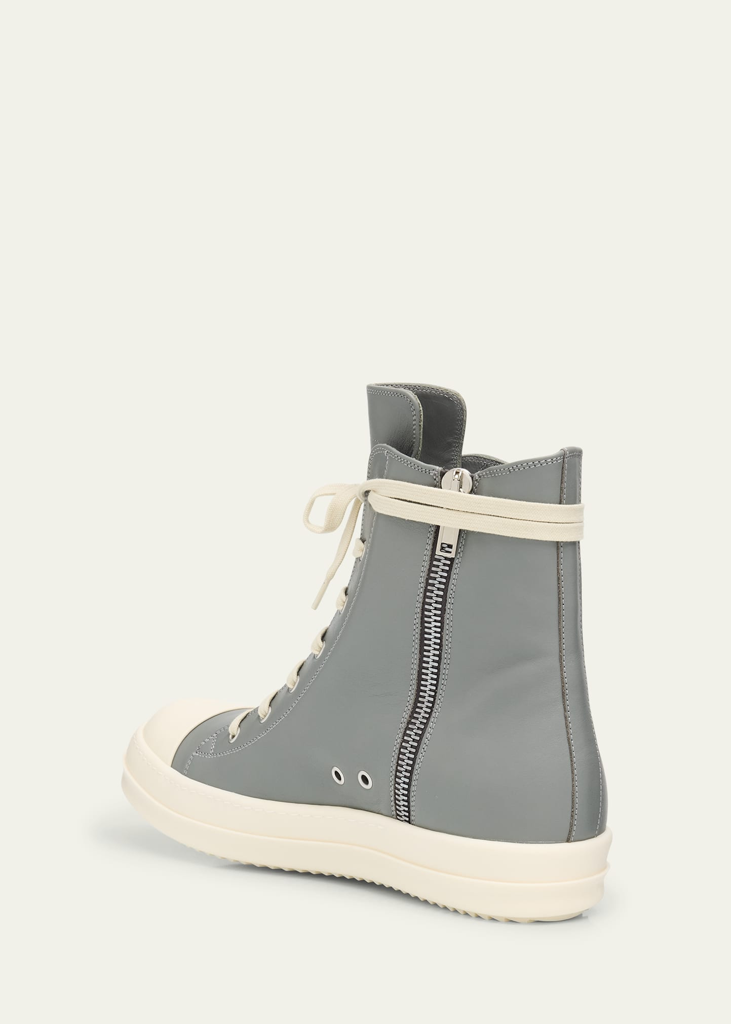 Men's Calf Leather Cap Toe High-Top Sneakers - 4