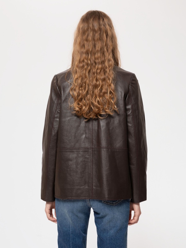 Saga Leather Blazer Dark Brown - 8