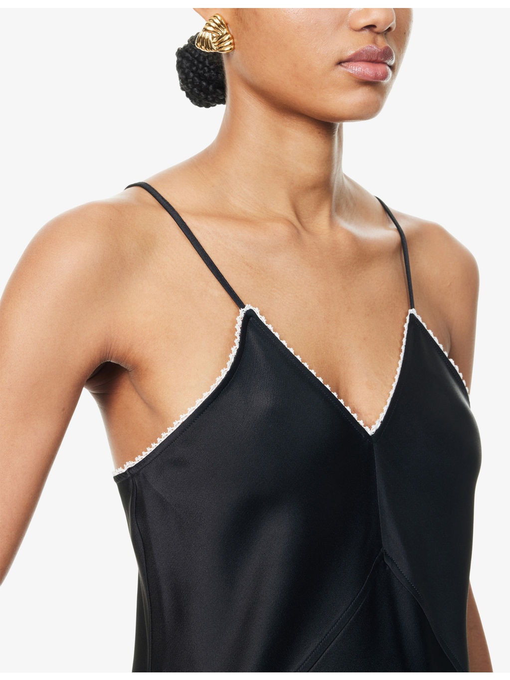 Lace Shoulder-Straps Woven Top - 5