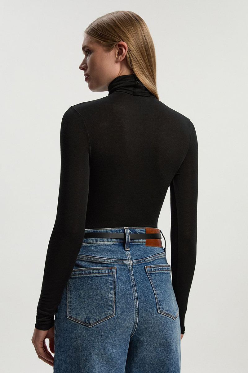 Wool Blend High Neck Long Sleeve Bodysuit 5
