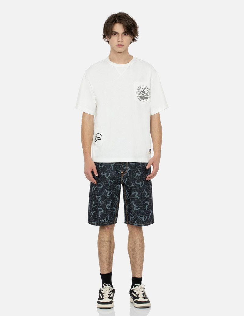 ALLOVER SEAGULL AND KAMON JACQUARD REGULAR FIT DENIM SHORTS 6