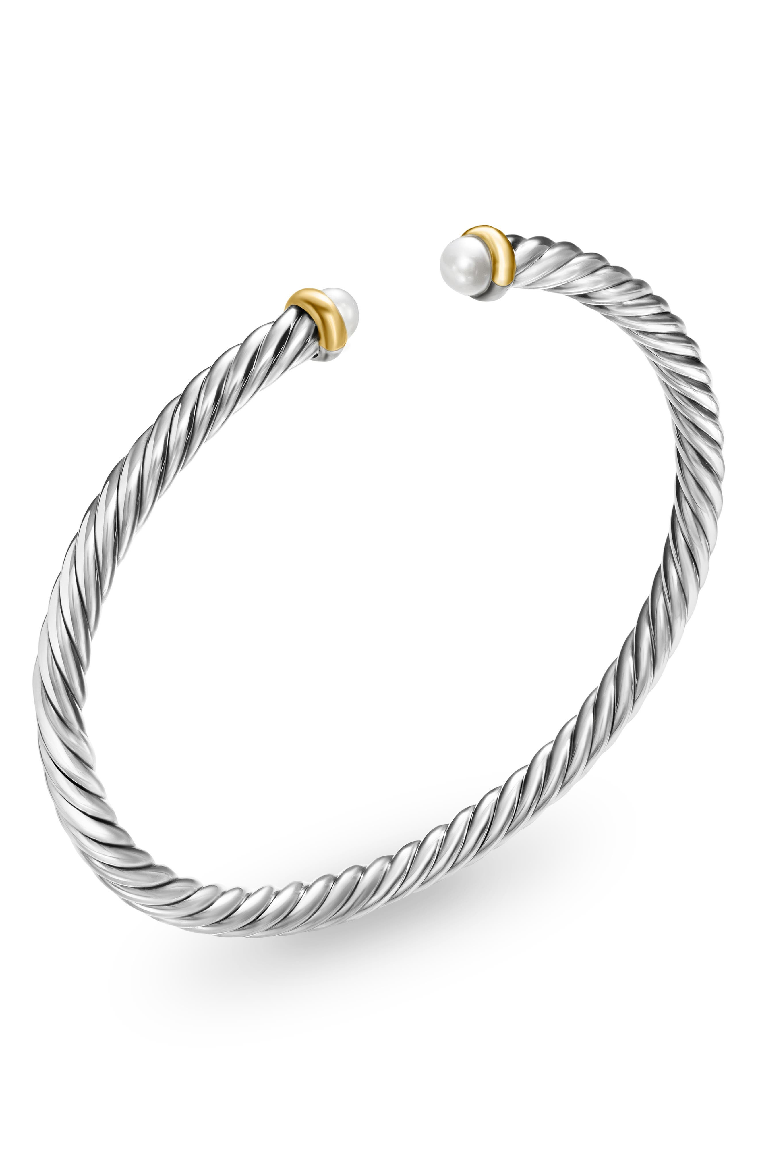 David Yurman Cable Flex Bracelet in Sterling Silver with 14K Yellow Gold, 4mm in Sterling Silver/Gol - 5