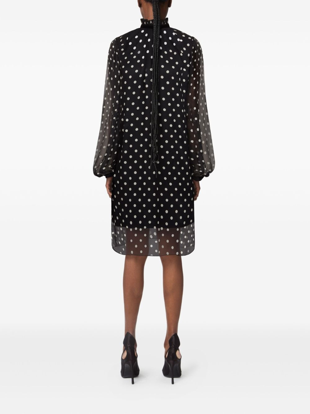 polka-dot ruffled mini dress - 4