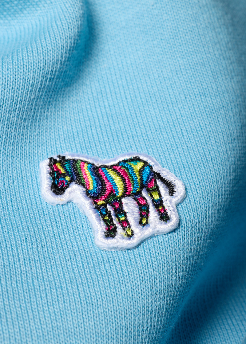Sky Blue Cotton Zip-Front Zebra Logo Hoodie 3