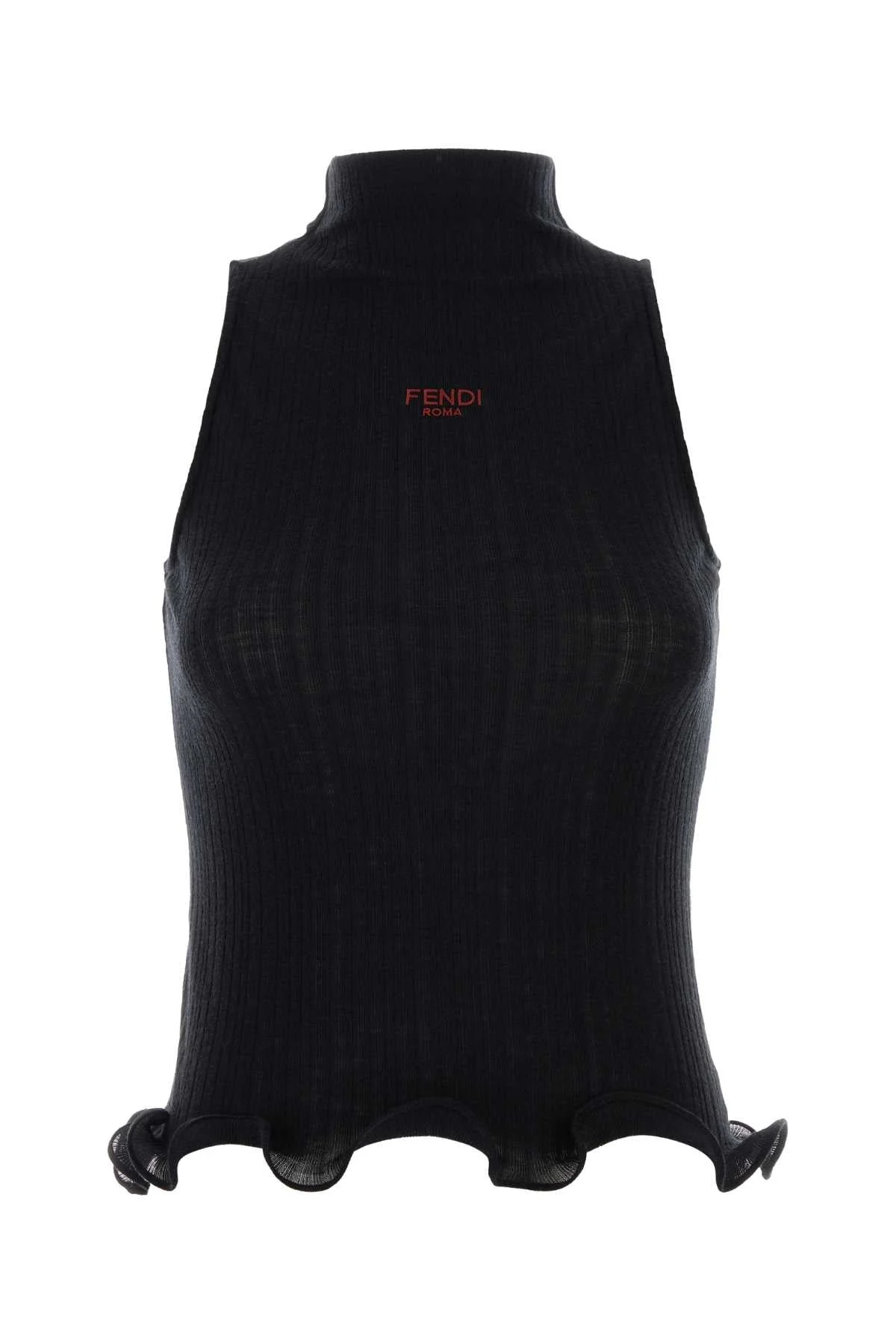 Fendi Women Black Cotton Tank Top - 1