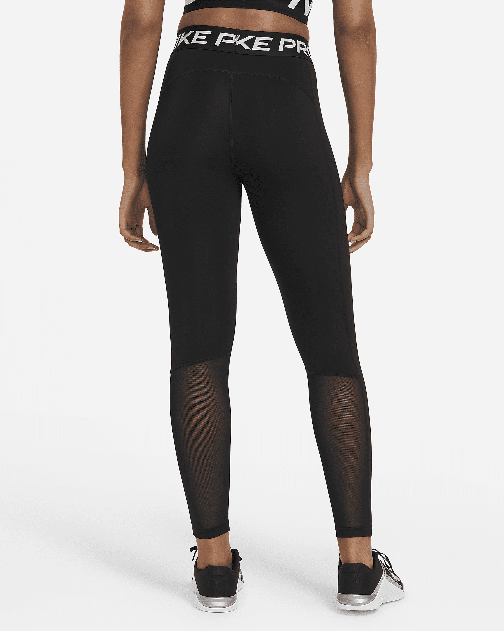 Nike Pro Women's Mid-Rise Mesh-Paneled Leggings - 2