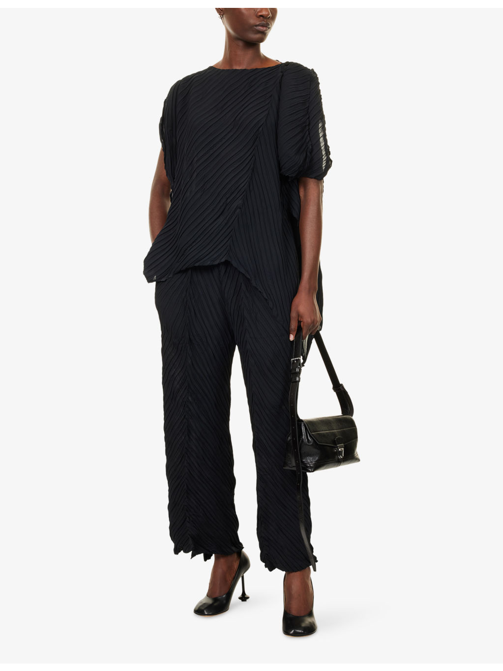 Wrinkled Straight-Leg Knitted Trousers - 2