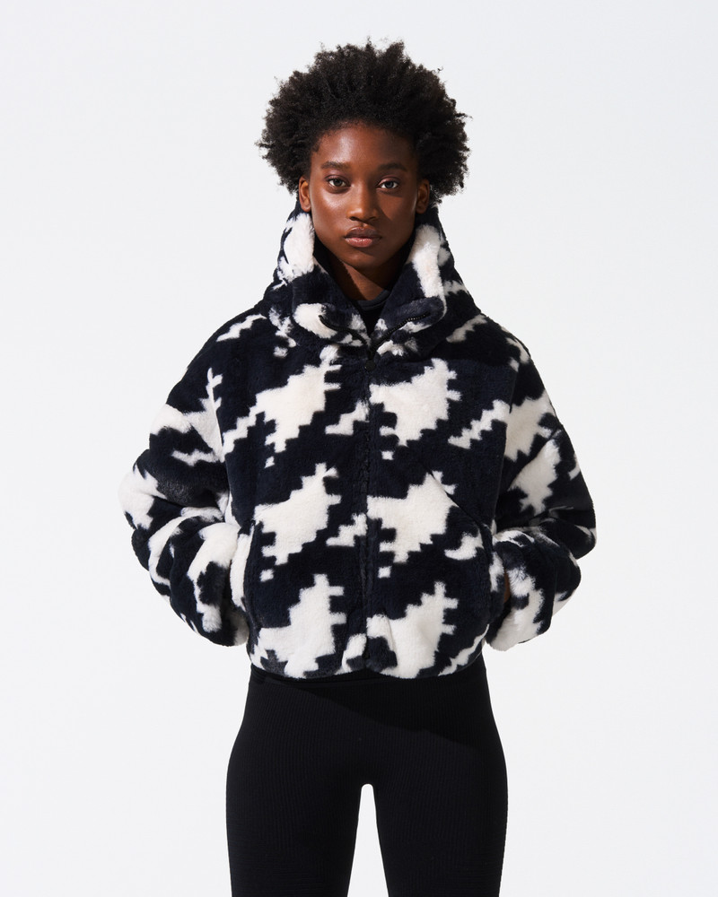 PERFECT MOMENT Houndstooth Noelle Faux Fur Jacket outlook