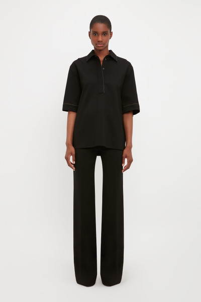 Victoria Beckham Pointed Collar Oversized Shirt In Black outlook