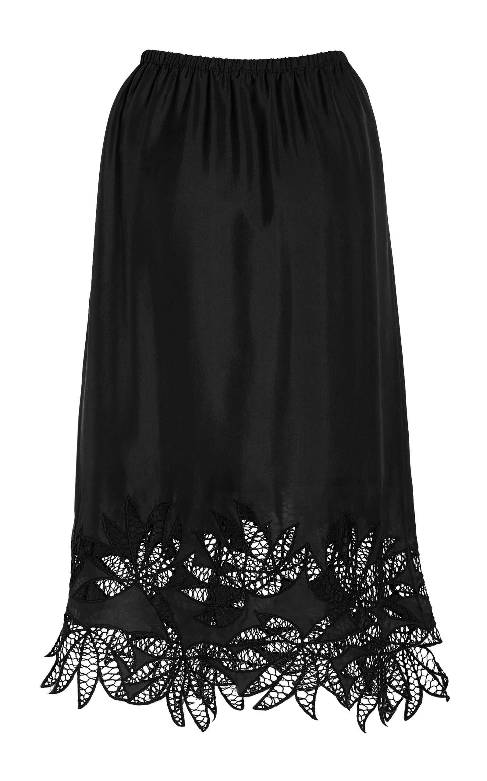 Coverley Botanical Cutwork Silk Twill Skirt black - 2