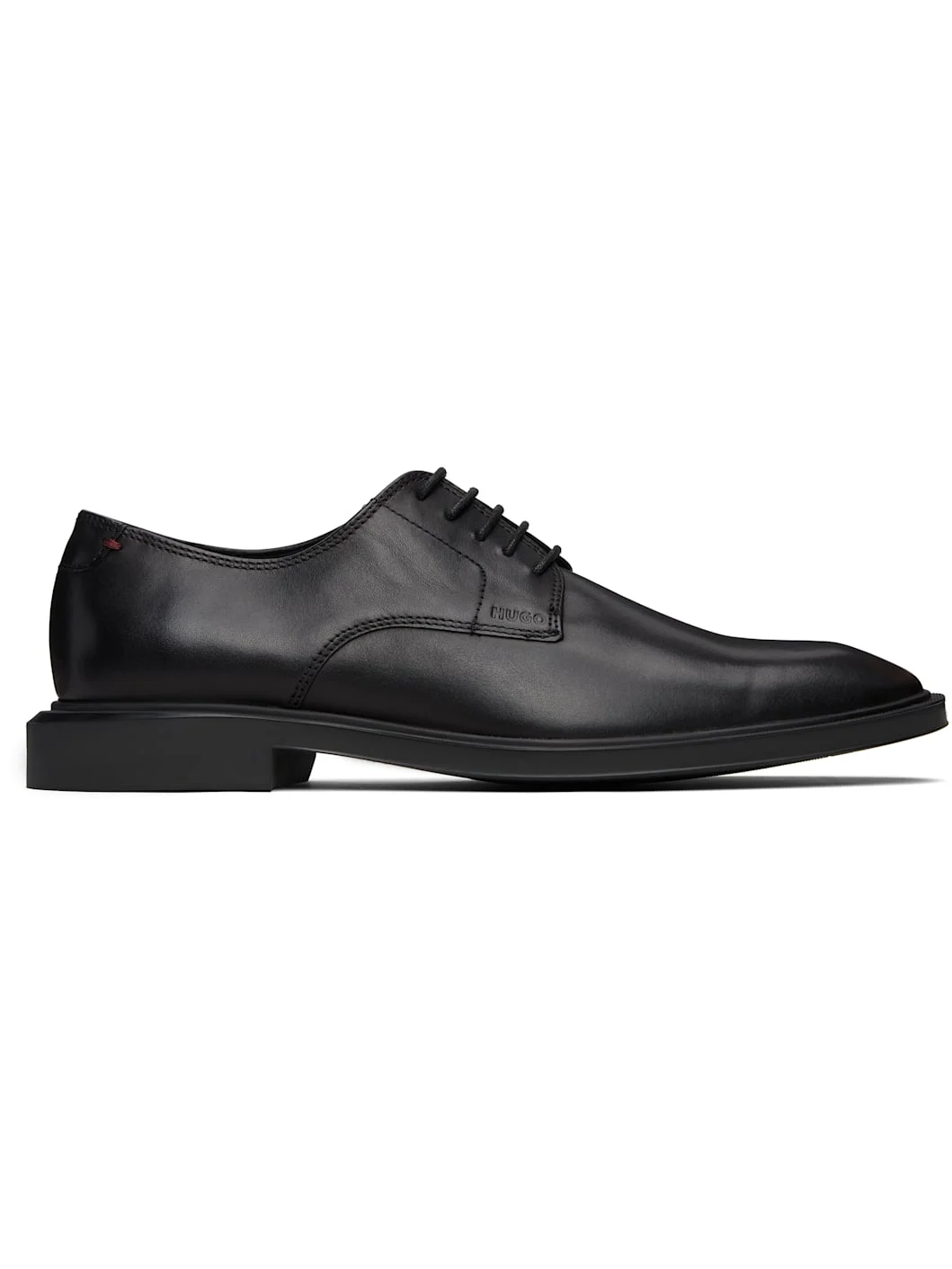 Black Smooth Leather Embossed Logo Derbys - 1
