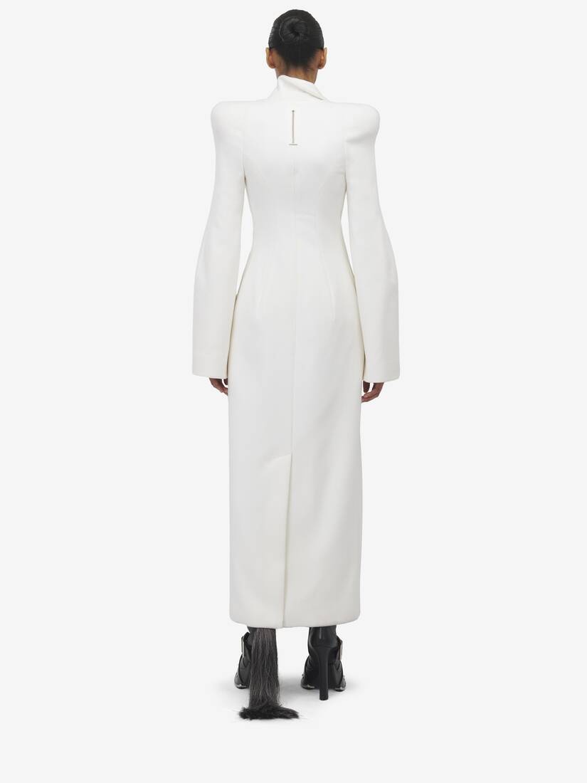 Moulded Shoulder Double-breasted Coat - 4