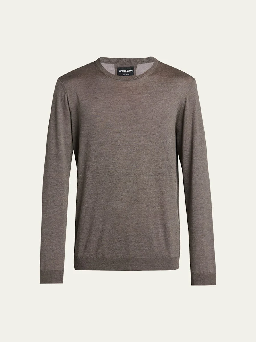 Men's Silk/Cotton Crewneck Sweater - 1