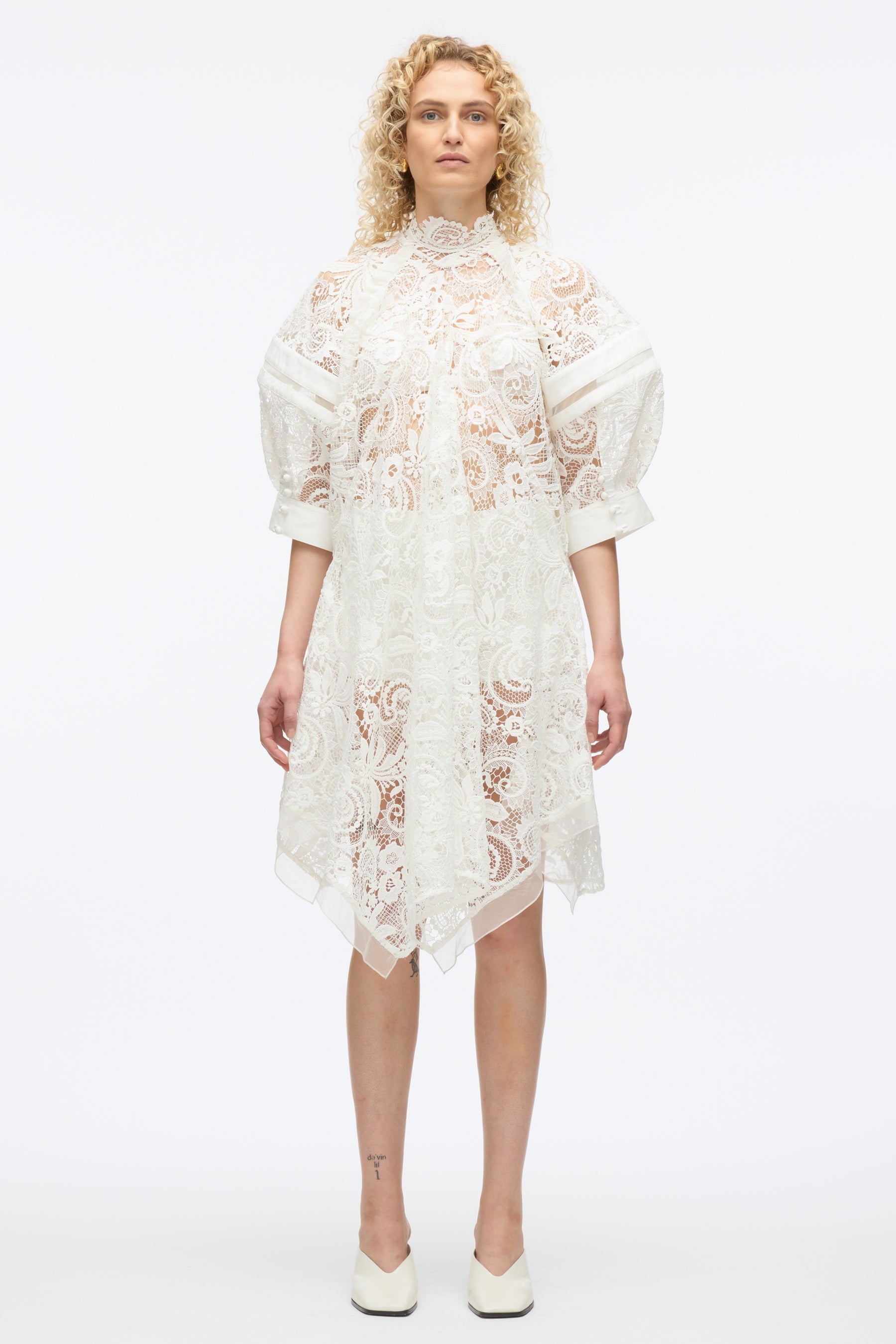 Embroidered Lace Hankerchief Dress - 2