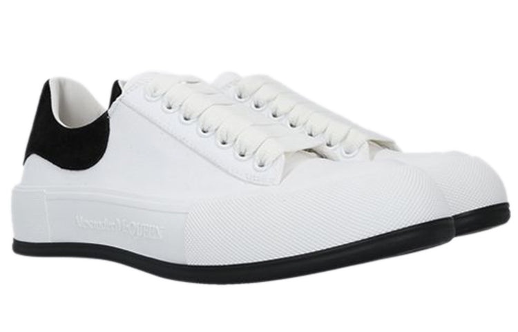 Alexander McQueen Deck Skate Plimsoll Lace Up 'White Black Suede' 654594W4MV79061 - 3