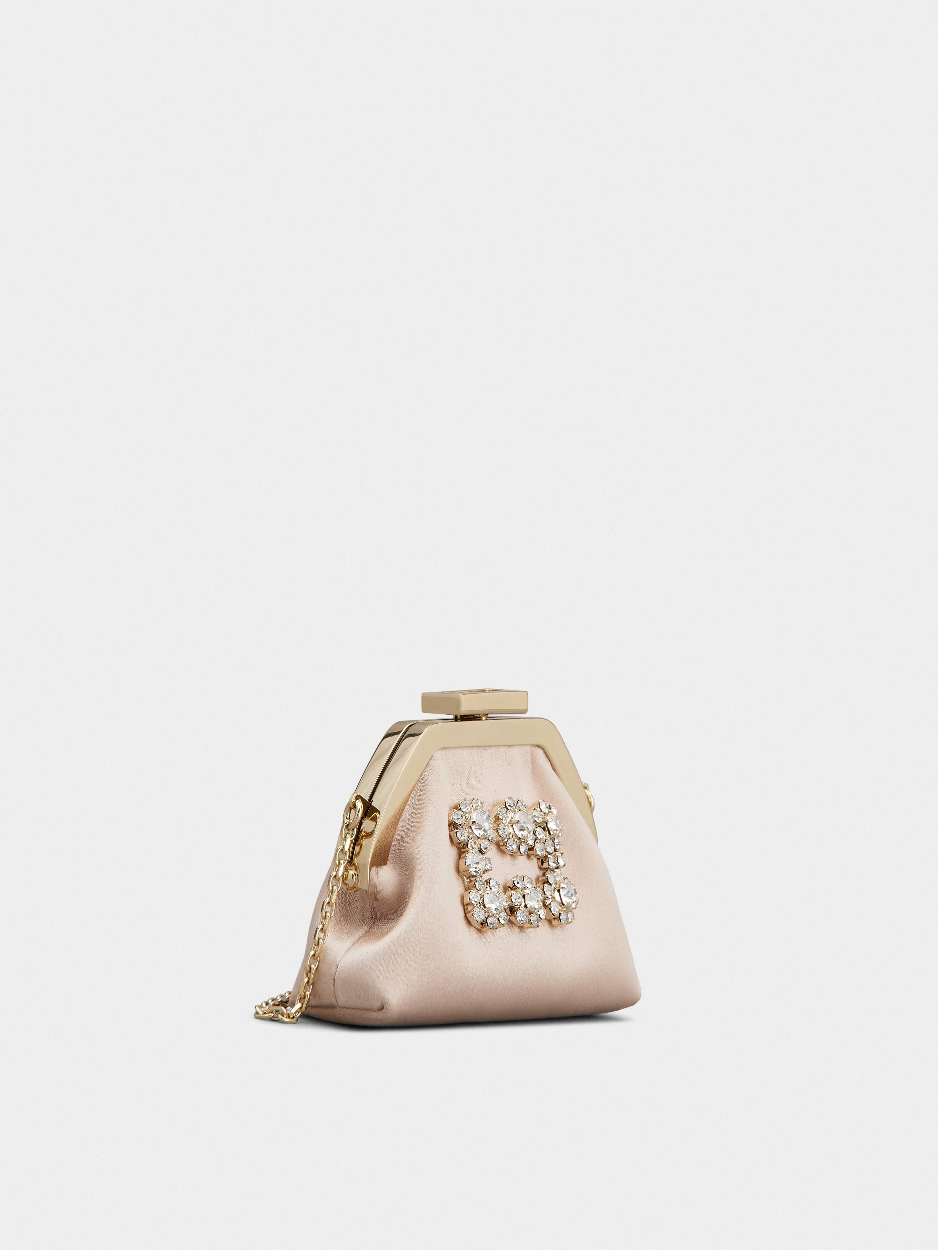 Flower Strass Buckle Coin Purse in Satin - 2