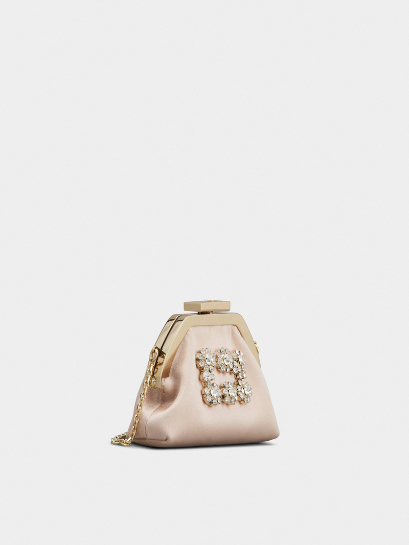 Roger Vivier Flower Strass Buckle Coin Purse in Satin outlook
