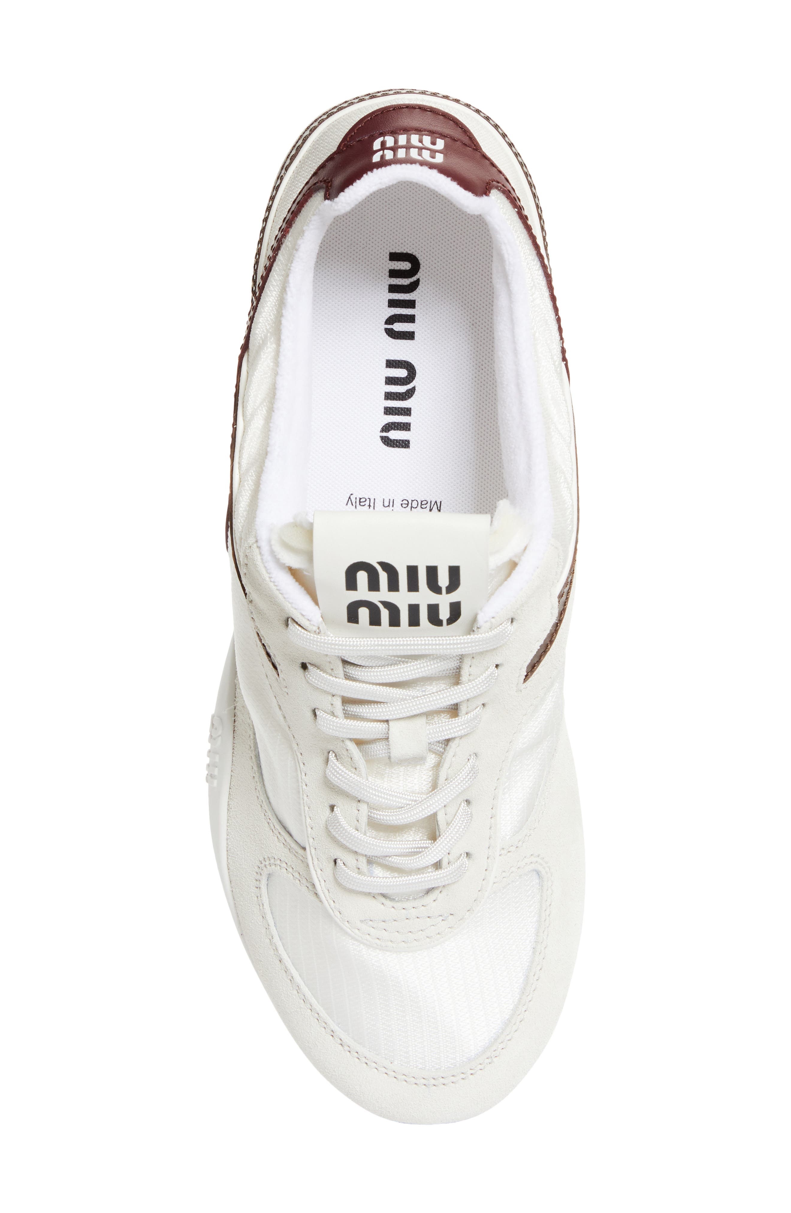 Miu Miu Gymnasium Low Top Sneaker in Bianco/Amaranto at Nordstrom - 5