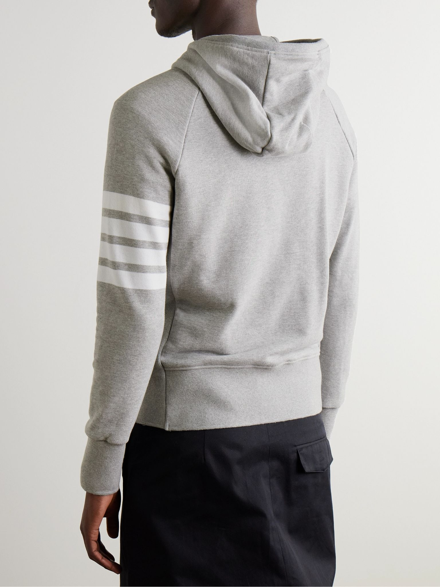 Striped Loopback Cotton-Jersey Zip-Up Hoodie Gray - 3