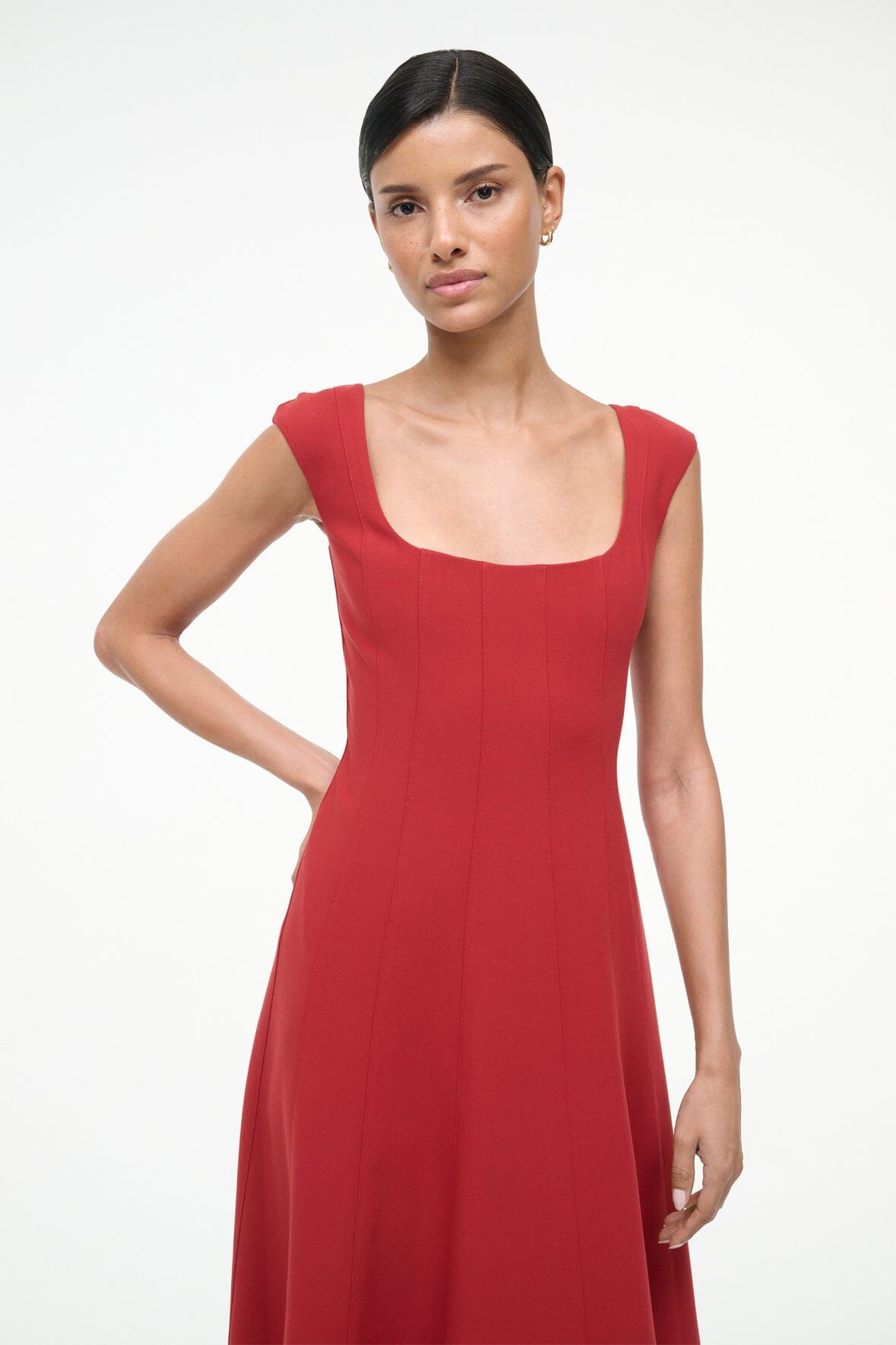 STAUD CHARLOTTE DRESS ROUGE - 3