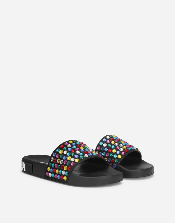 Rubber beachwear sliders with embroidery - 2