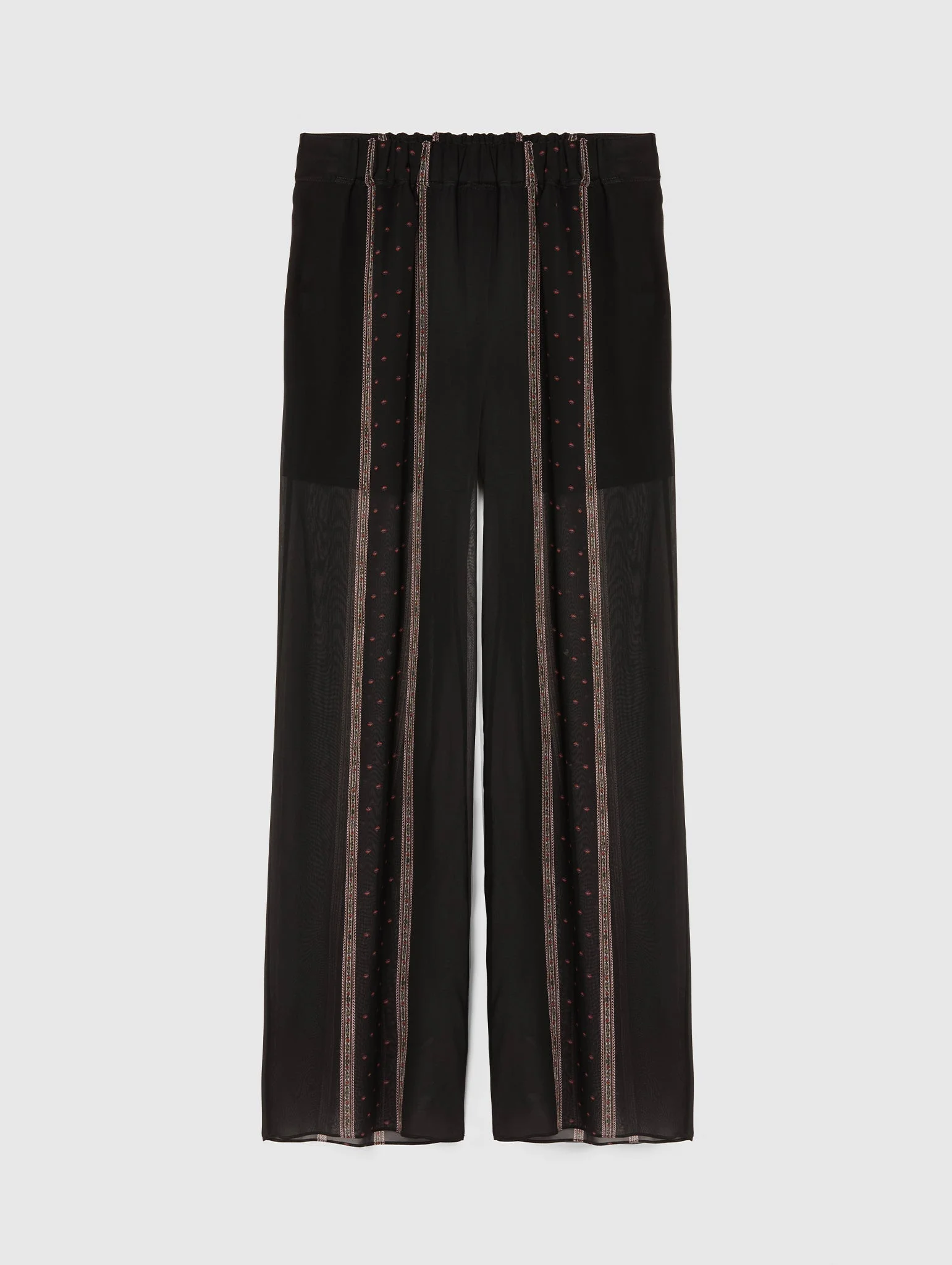 SILK STRIPE PALAZZO TROUSERS - 1