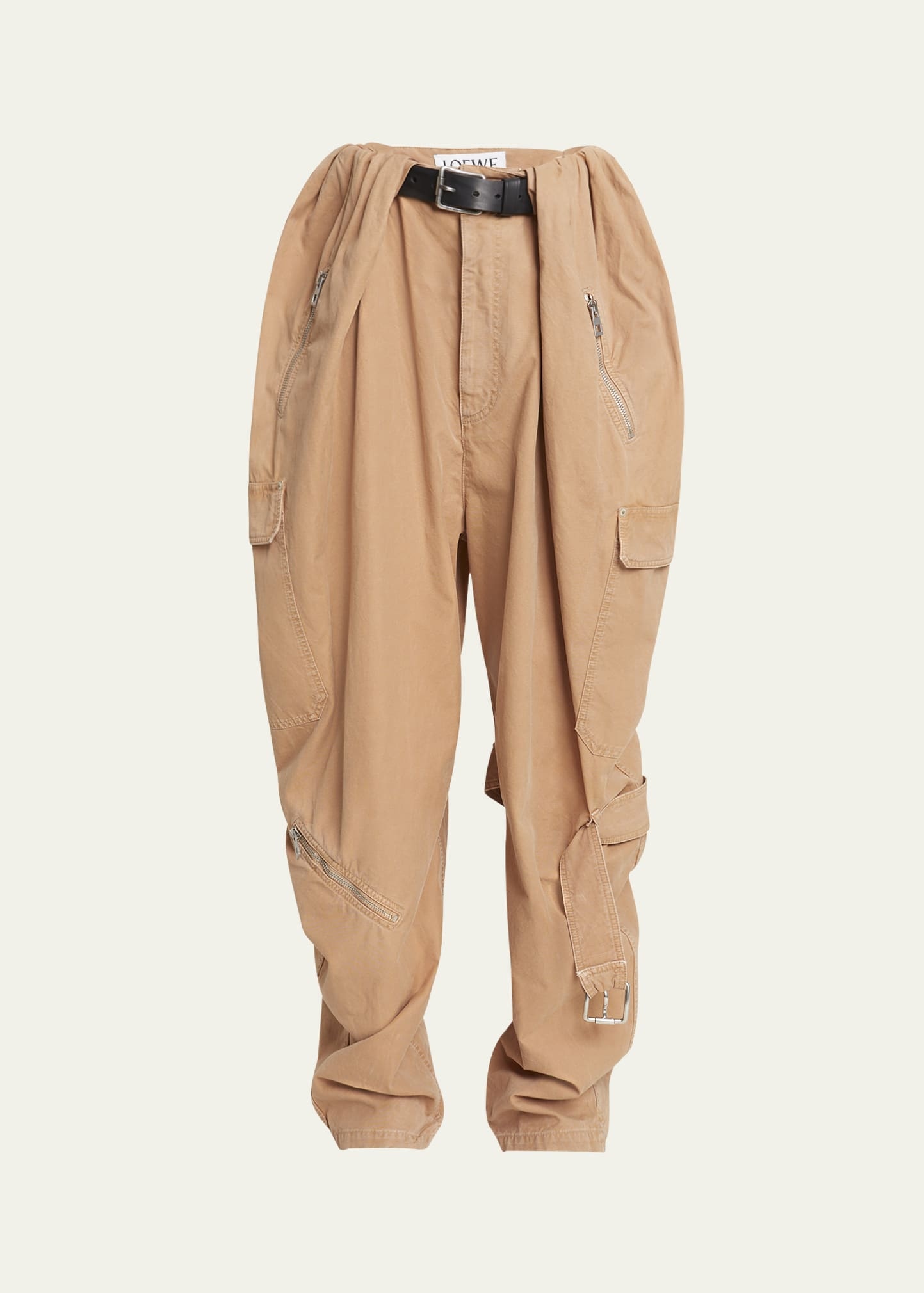 Oversized Balloon-Leg Cargo Trousers - 1