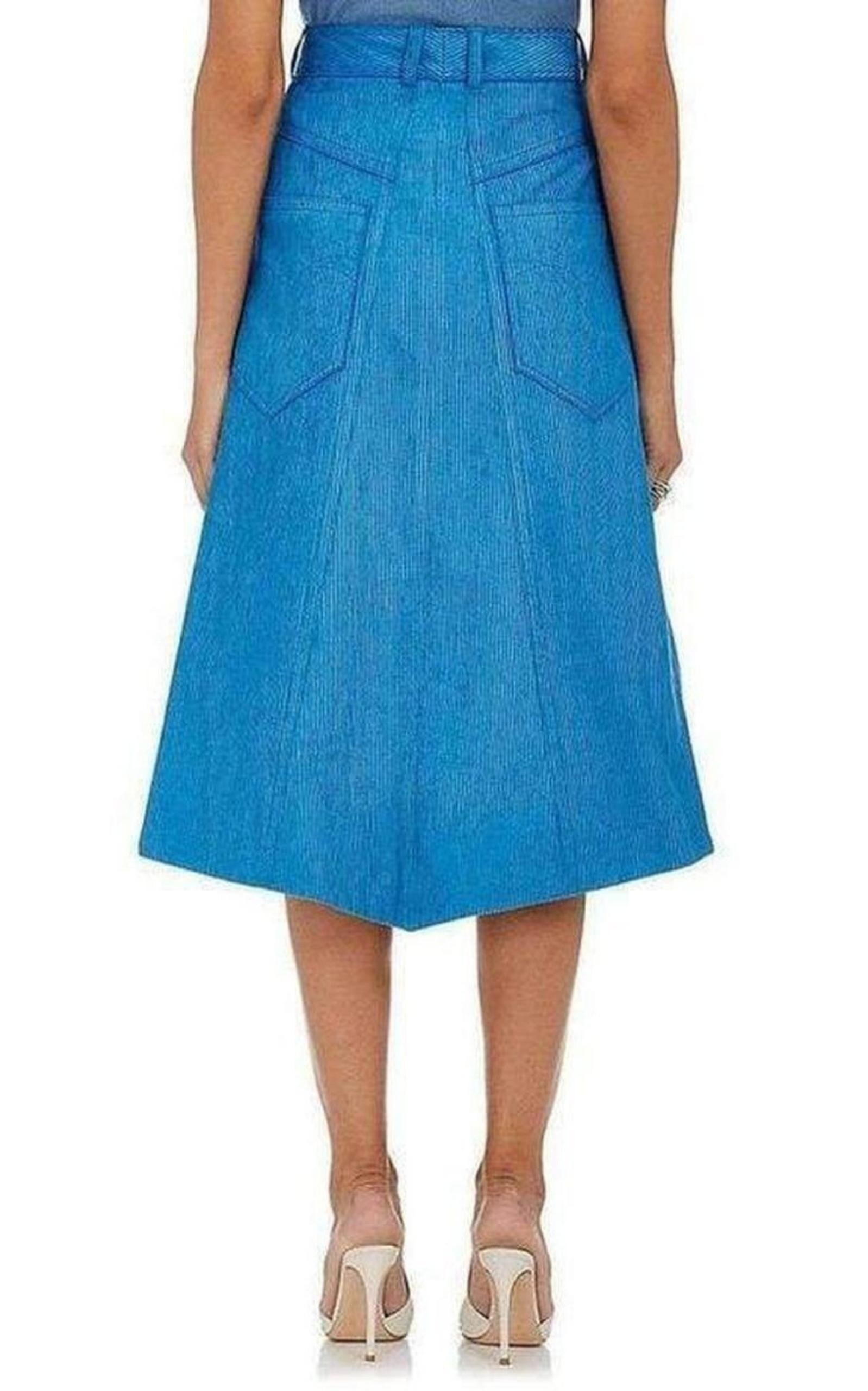 Cotton Blend Corduroy A-Line Skirt - 5