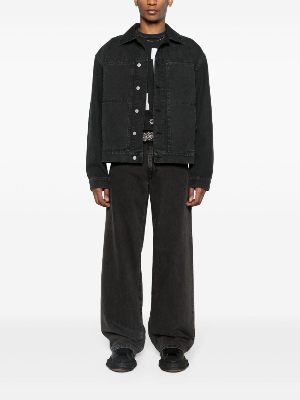 buckle-detailed cotton shirt jacket - 2