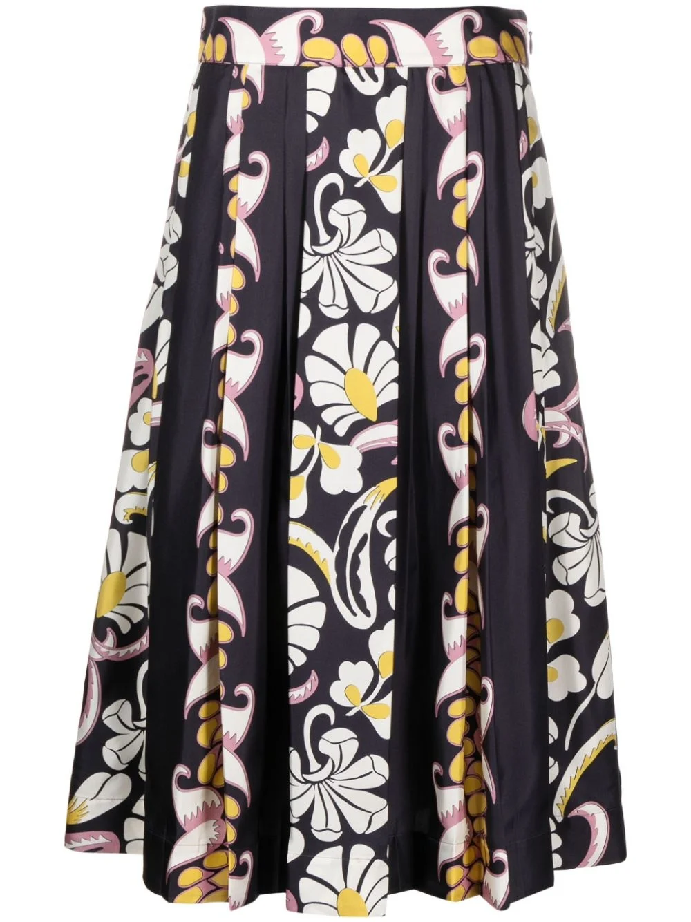 floral-print pleated silk skirt - 1