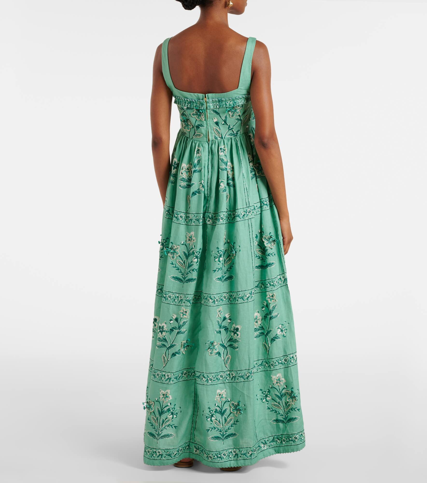 Barbara embroidered linen maxi dress - 3